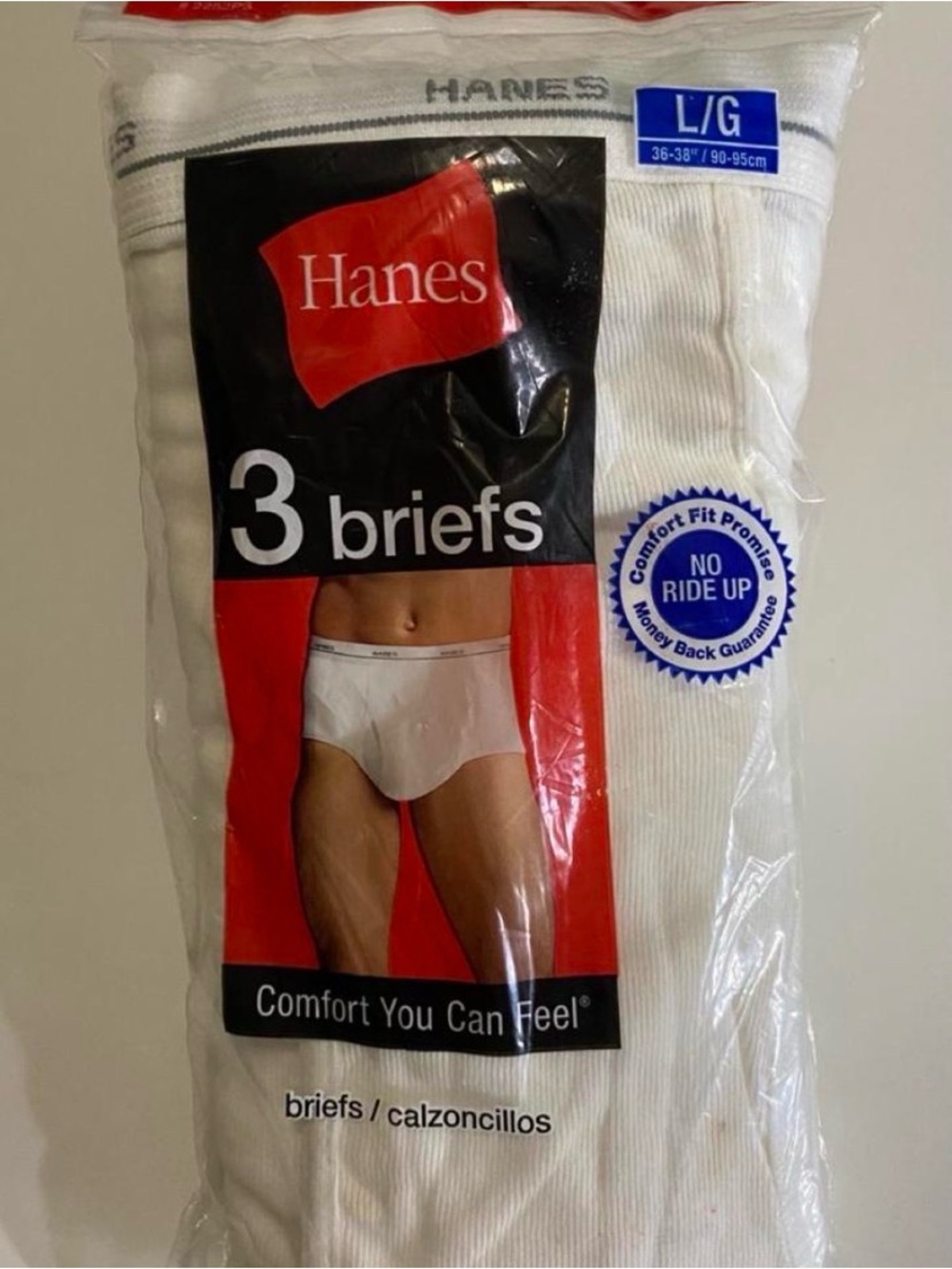 Vintage Hanes Men's White 3-Pack Briefs. Size Large
